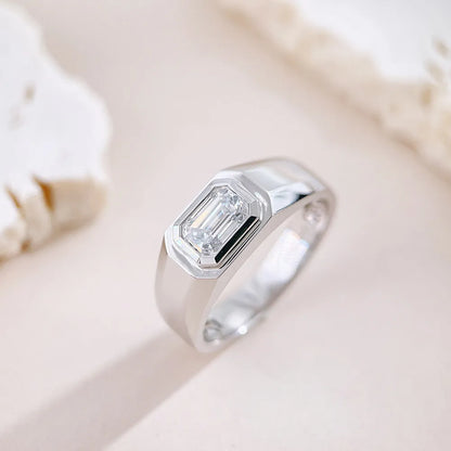 1.07 ct Minimalist Emerald-Cut Lab-Grown Diamond Ring in 18K White Gold – APYMR0005-W