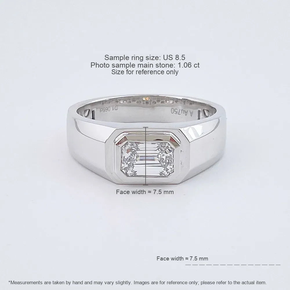 1.07 ct Minimalist Emerald-Cut Lab-Grown Diamond Ring in 18K White Gold – APYMR0005-W