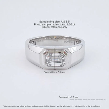 1.07 ct Minimalist Emerald-Cut Lab-Grown Diamond Ring in 18K White Gold – APYMR0005-W