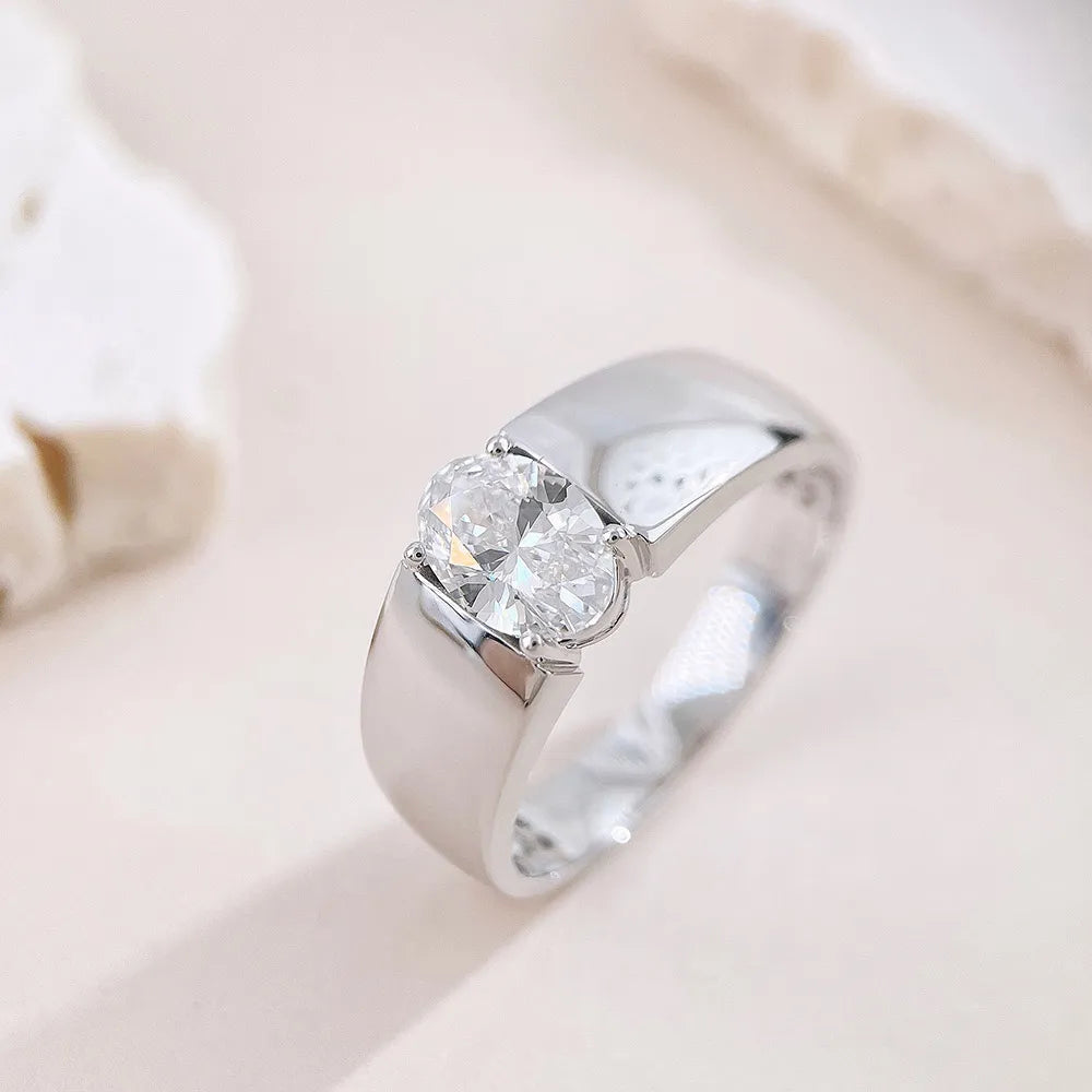 1.08 ct Minimalist Oval-Cut Lab-Grown Diamond Ring in 18K White Gold