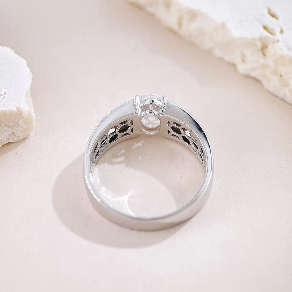 1.08 ct Minimalist Oval-Cut Lab-Grown Diamond Ring in 18K White Gold