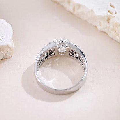 1.08 ct Minimalist Oval-Cut Lab-Grown Diamond Ring in 18K White Gold