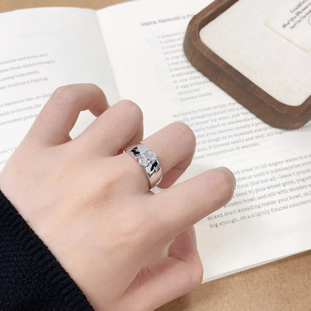 1.08 ct Minimalist Oval-Cut Lab-Grown Diamond Ring in 18K White Gold