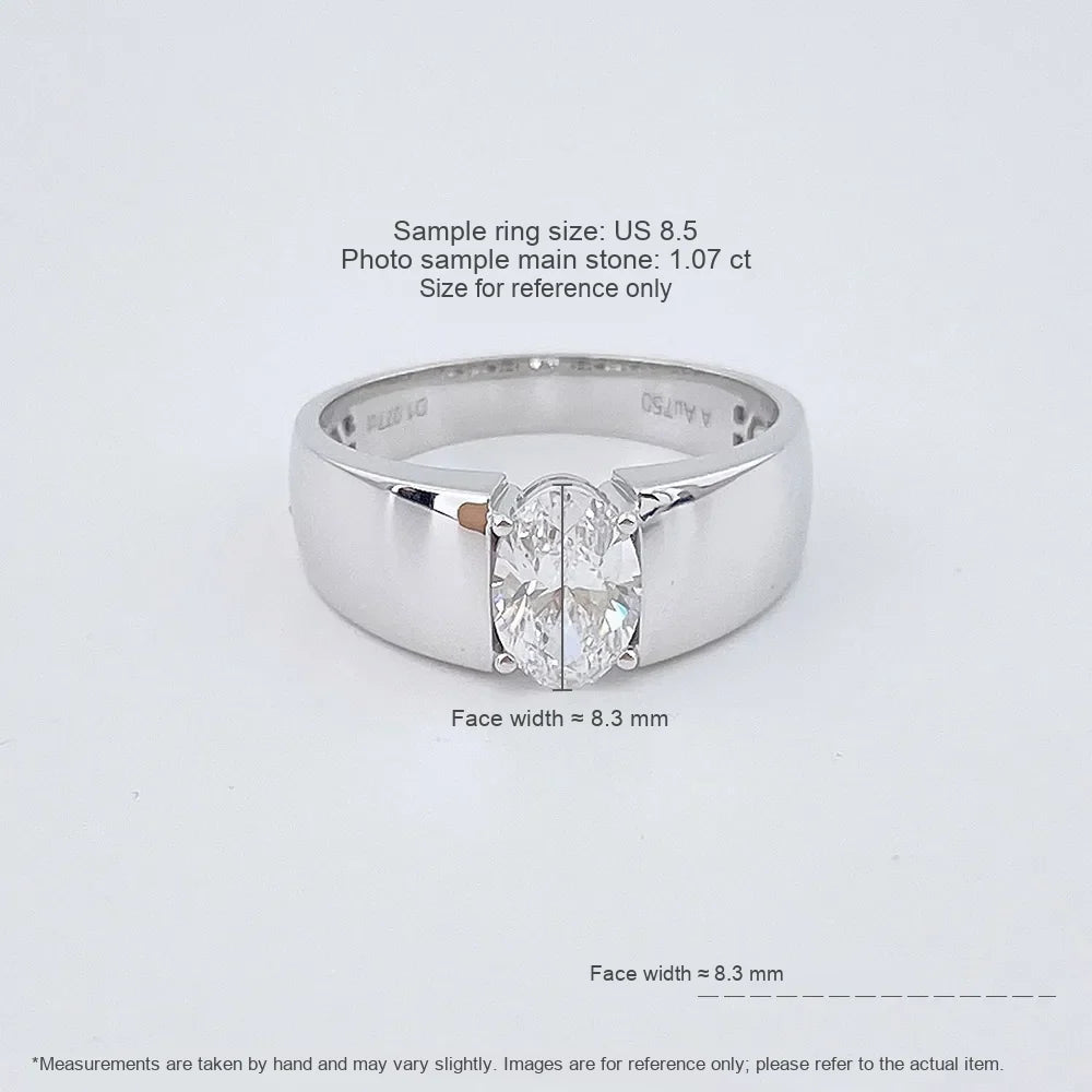 1.08 ct Minimalist Oval-Cut Lab-Grown Diamond Ring in 18K White Gold