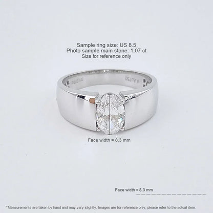 1.08 ct Minimalist Oval-Cut Lab-Grown Diamond Ring in 18K White Gold