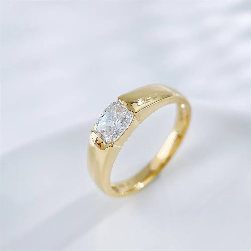 1.01 ct Vintage Princess-Cut Lab-Grown Diamond Ring in 18K Yellow Gold – APYMR0007-Y