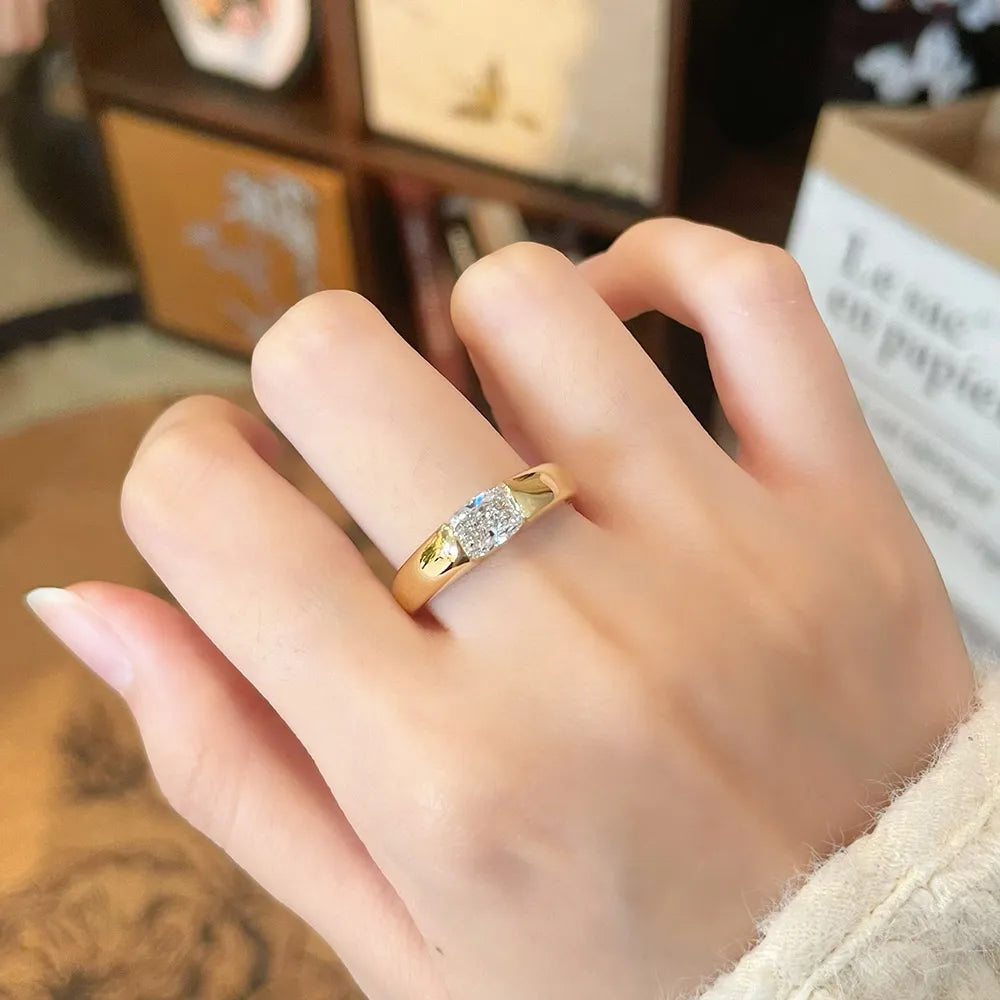 1.01 ct Vintage Princess-Cut Lab-Grown Diamond Ring in 18K Yellow Gold – APYMR0007-Y