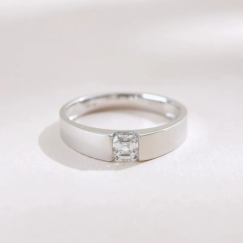 0.5 ct Minimalist Princess-Cut Lab-Grown Diamond Ring in 18K White Gold – APYMR0010-W