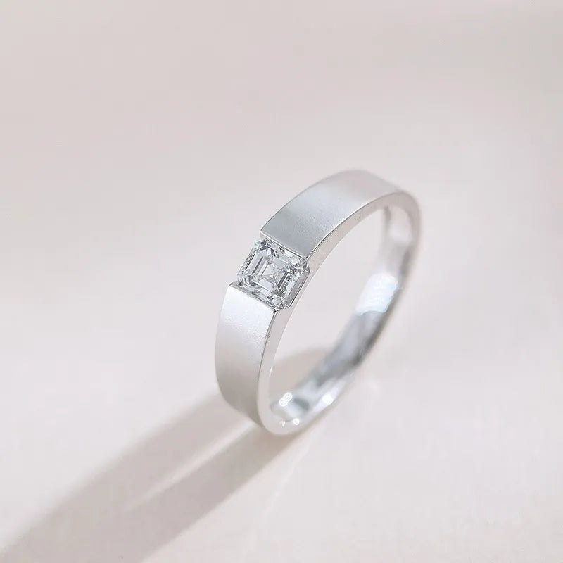 0.5 ct Minimalist Princess-Cut Lab-Grown Diamond Ring in 18K White Gold – APYMR0010-W