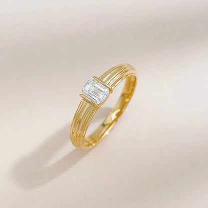 0.54 ct Vintage Emerald-Cut Lab-Grown Diamond Ring in 18K Yellow Gold