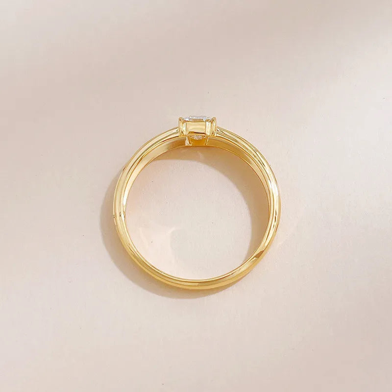 0.54 ct Vintage Emerald-Cut Lab-Grown Diamond Ring in 18K Yellow Gold