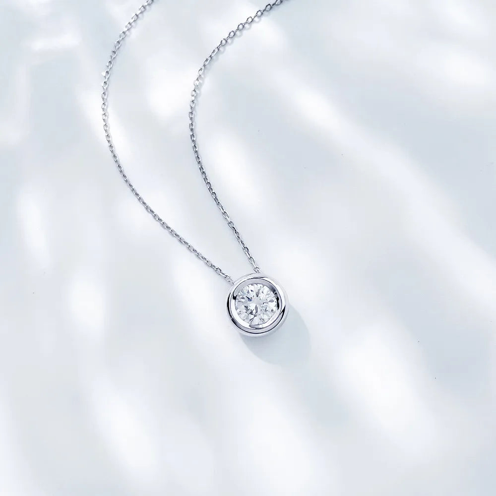 1 ct Round-Cut Lab-Grown Diamond Necklace in 18K White Gold – APYN0002-W