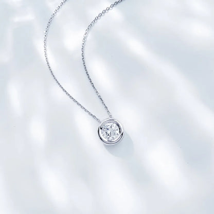 1 ct Round-Cut Lab-Grown Diamond Necklace in 18K White Gold – APYN0002-W