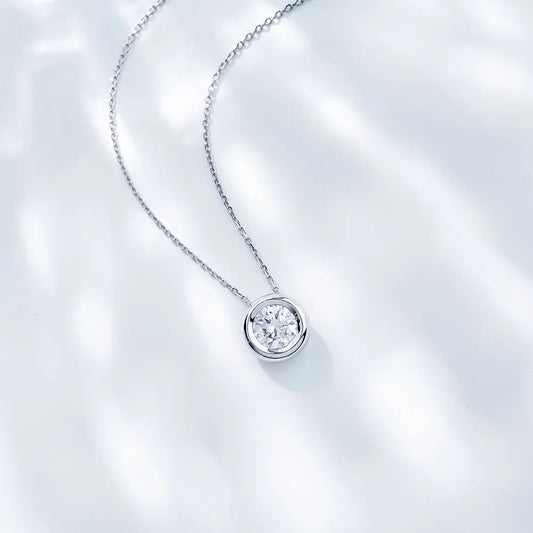 1 ct Round-Cut Lab-Grown Diamond Necklace in 18K White Gold – APYN0002-W