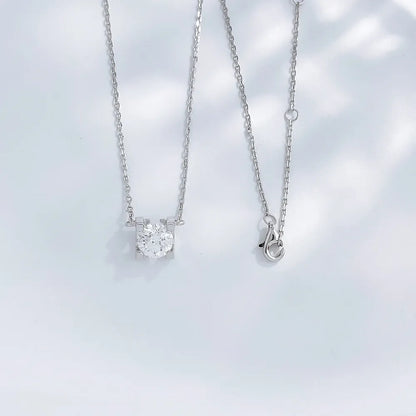 0.57 ct Minimalist Four-Prong Princess-Cut Lab-Grown Diamond Necklace in PT950 Platinum