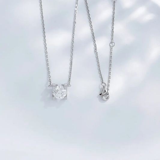 0.57 ct Minimalist Four-Prong Princess-Cut Lab-Grown Diamond Necklace in PT950 Platinum