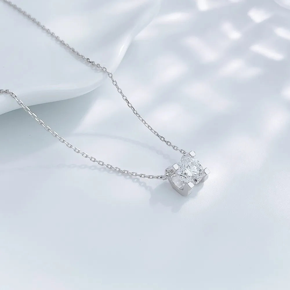 0.57 ct Minimalist Four-Prong Princess-Cut Lab-Grown Diamond Necklace in PT950 Platinum