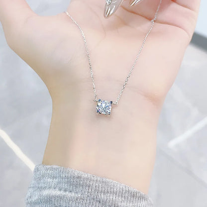0.57 ct Minimalist Four-Prong Princess-Cut Lab-Grown Diamond Necklace in PT950 Platinum
