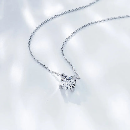 1 ct Minimalist Four-Prong Round-Cut Lab-Grown Diamond Necklace in 18K White Gold – APYN0003-W