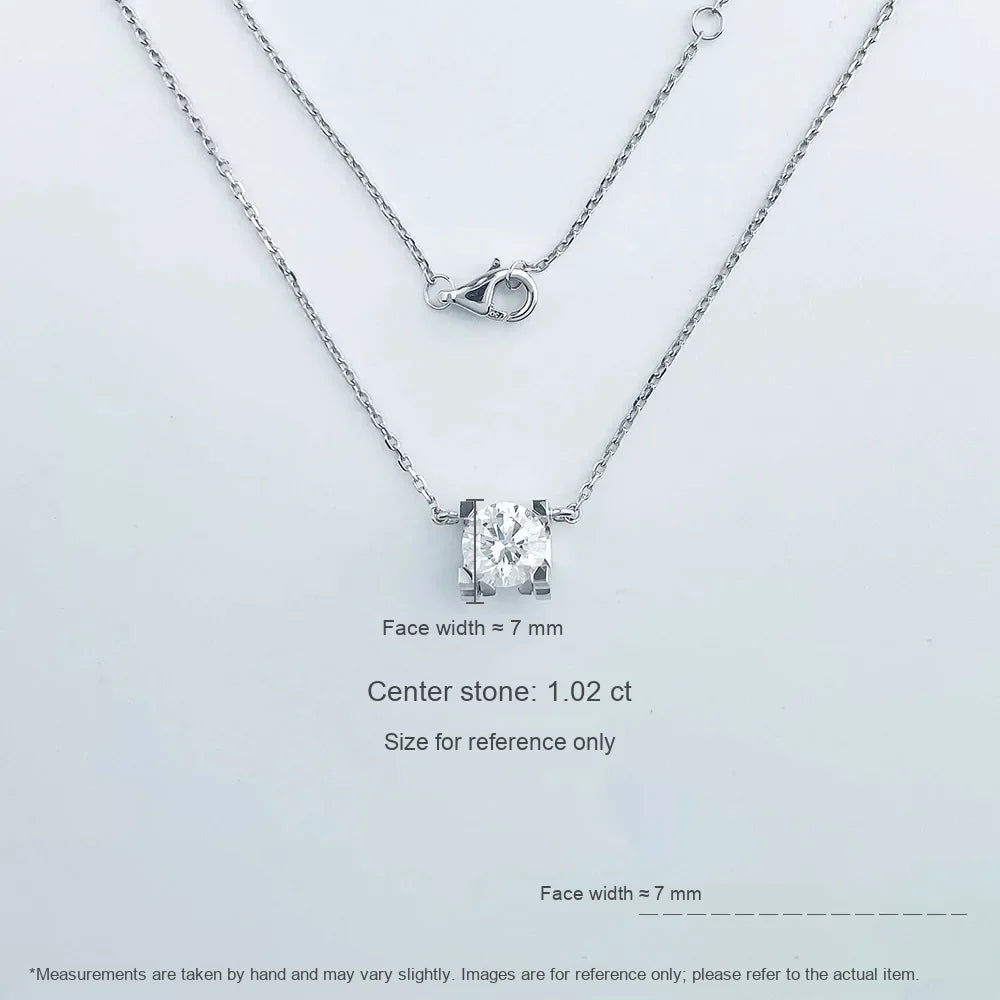 1 ct Minimalist Four-Prong Round-Cut Lab-Grown Diamond Necklace in 18K White Gold – APYN0003-W