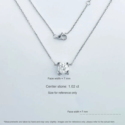 1 ct Minimalist Four-Prong Round-Cut Lab-Grown Diamond Necklace in 18K White Gold – APYN0003-W