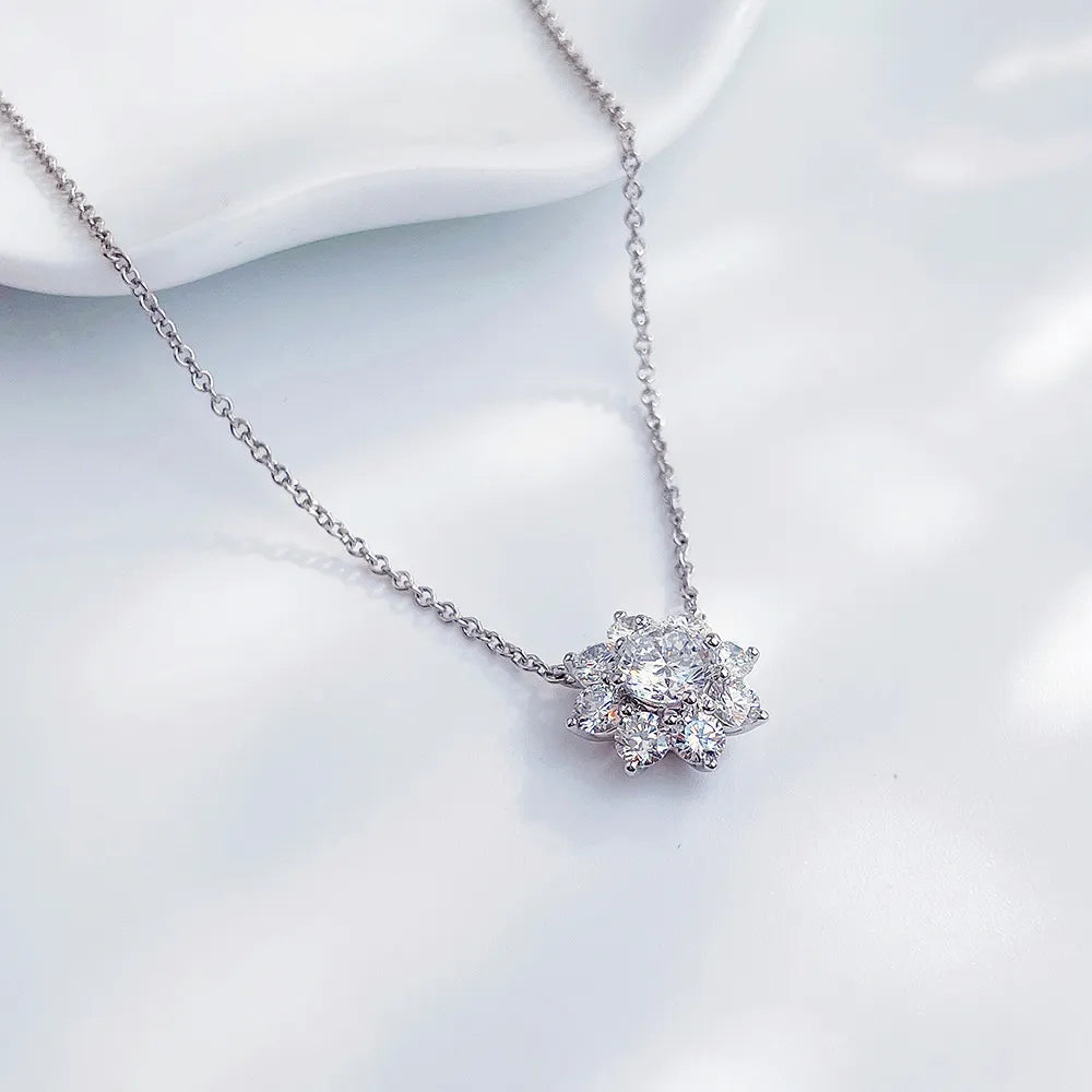 0.51 ct Floral Round-Cut Lab-Grown Diamond Necklace in PT950 Platinum – APYN0004-PT
