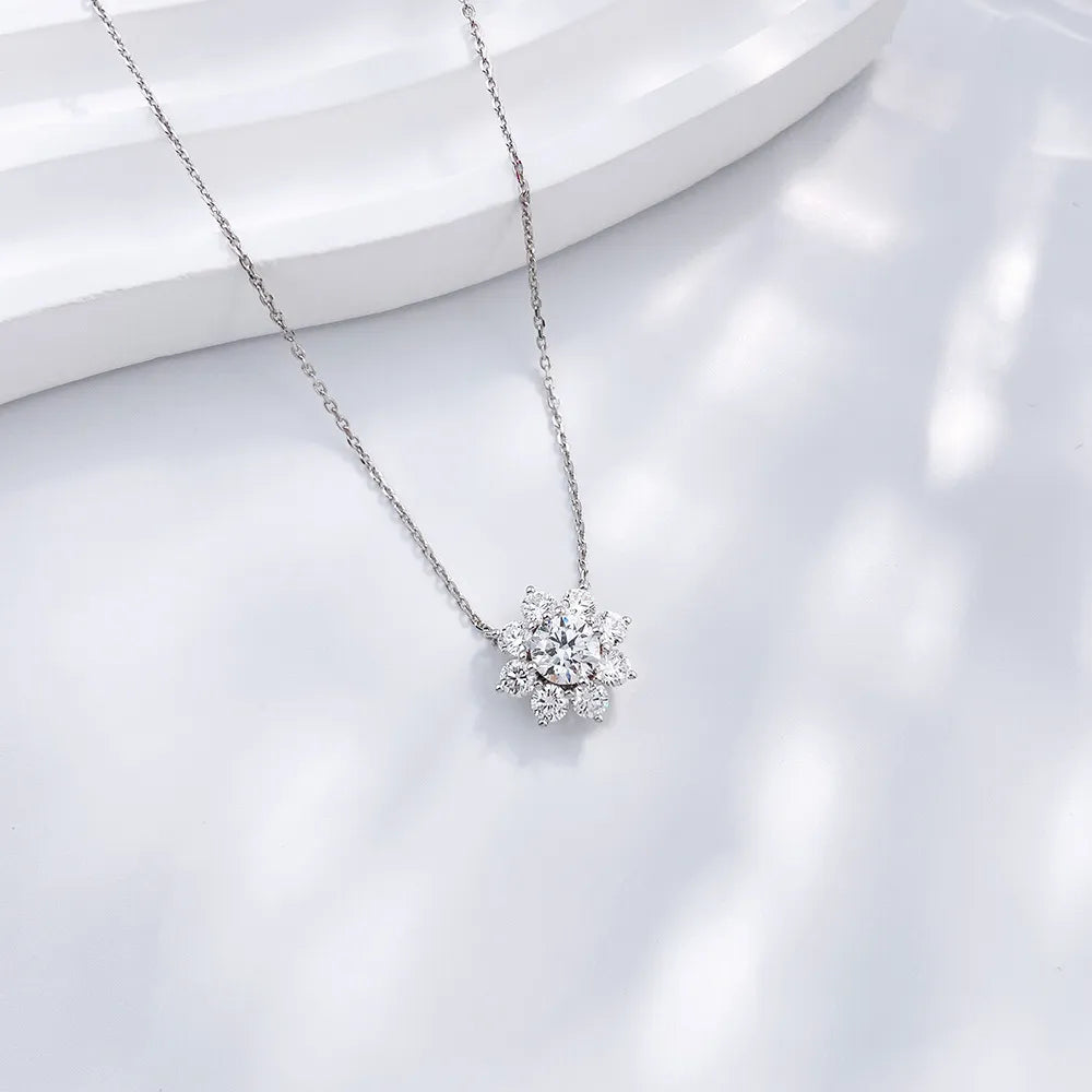 0.51 ct Floral Round-Cut Lab-Grown Diamond Necklace in 18K White Gold – APYN0004-W
