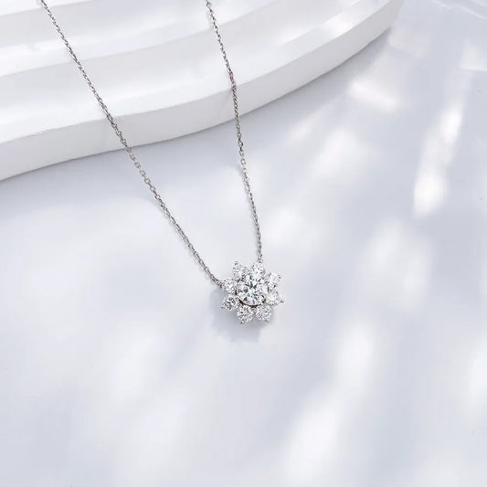 0.51 ct Floral Round-Cut Lab-Grown Diamond Necklace in 18K White Gold – APYN0004-W