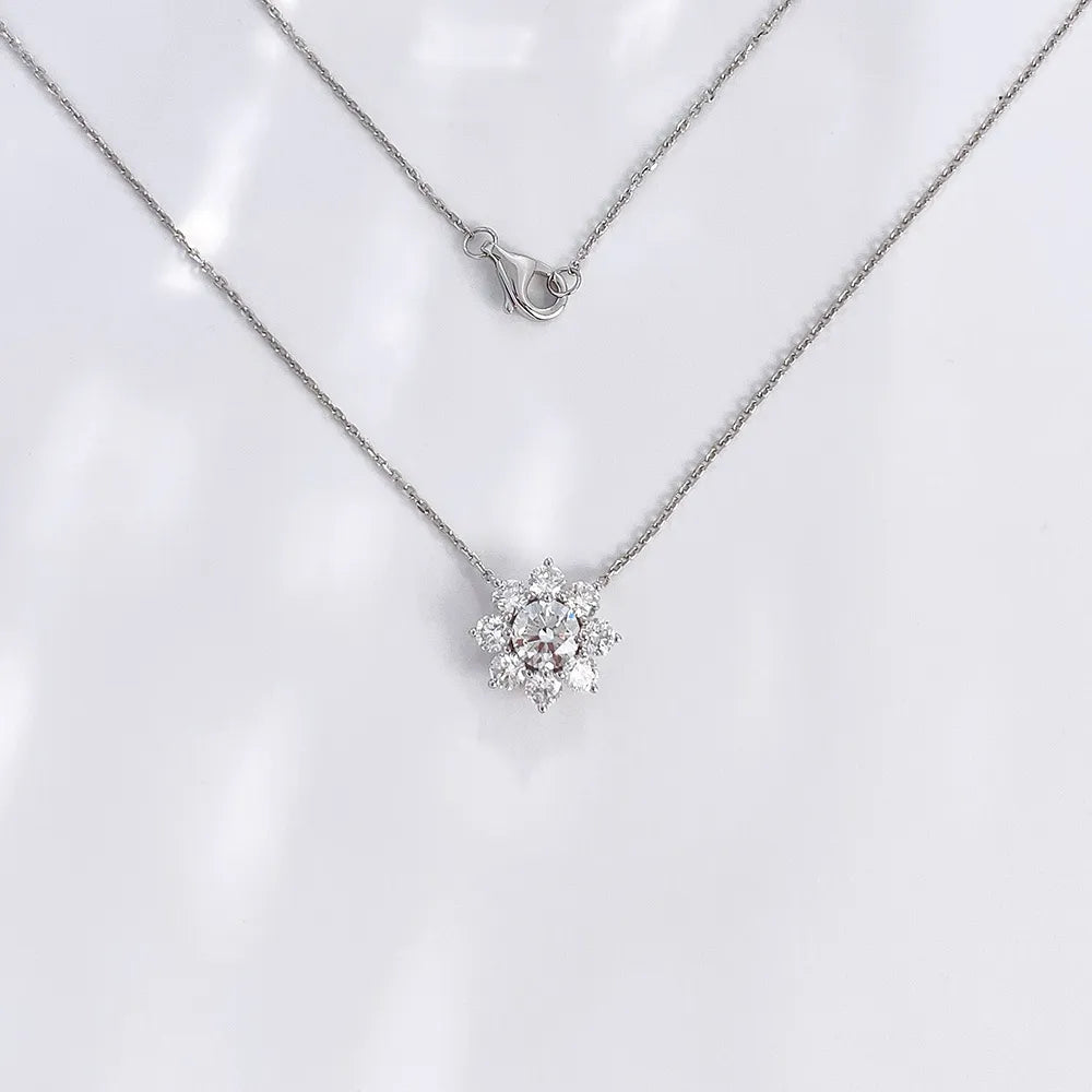 0.51 ct Floral Round-Cut Lab-Grown Diamond Necklace in 18K White Gold – APYN0004-W