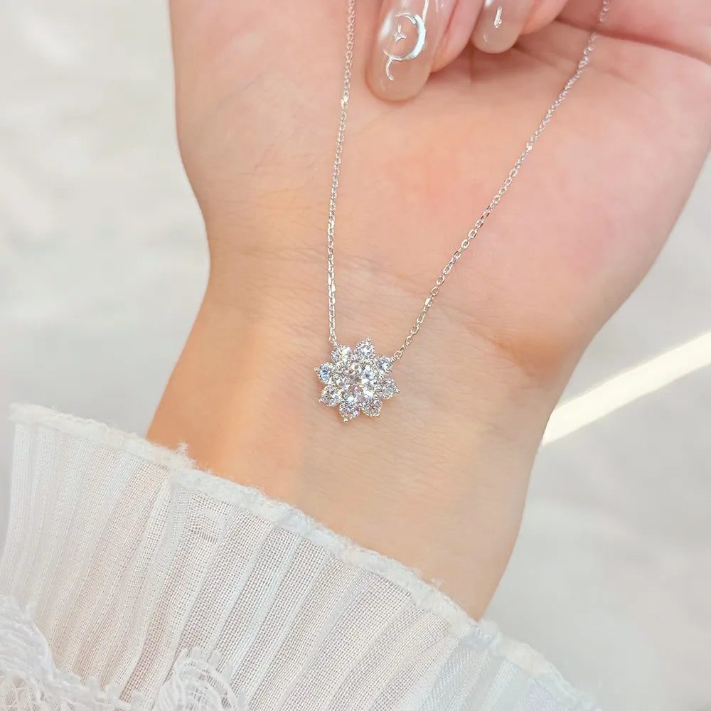 0.51 ct Floral Round-Cut Lab-Grown Diamond Necklace in 18K White Gold – APYN0004-W