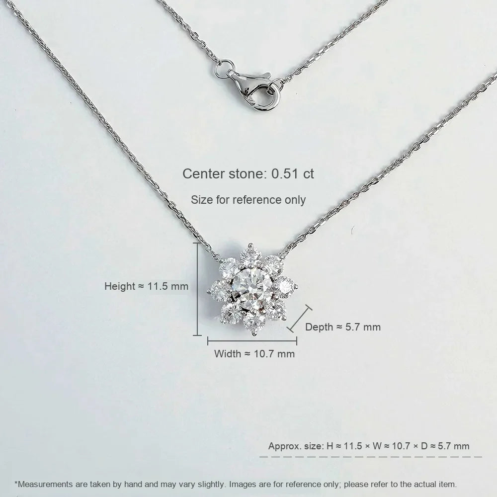 0.51 ct Floral Round-Cut Lab-Grown Diamond Necklace in 18K White Gold – APYN0004-W