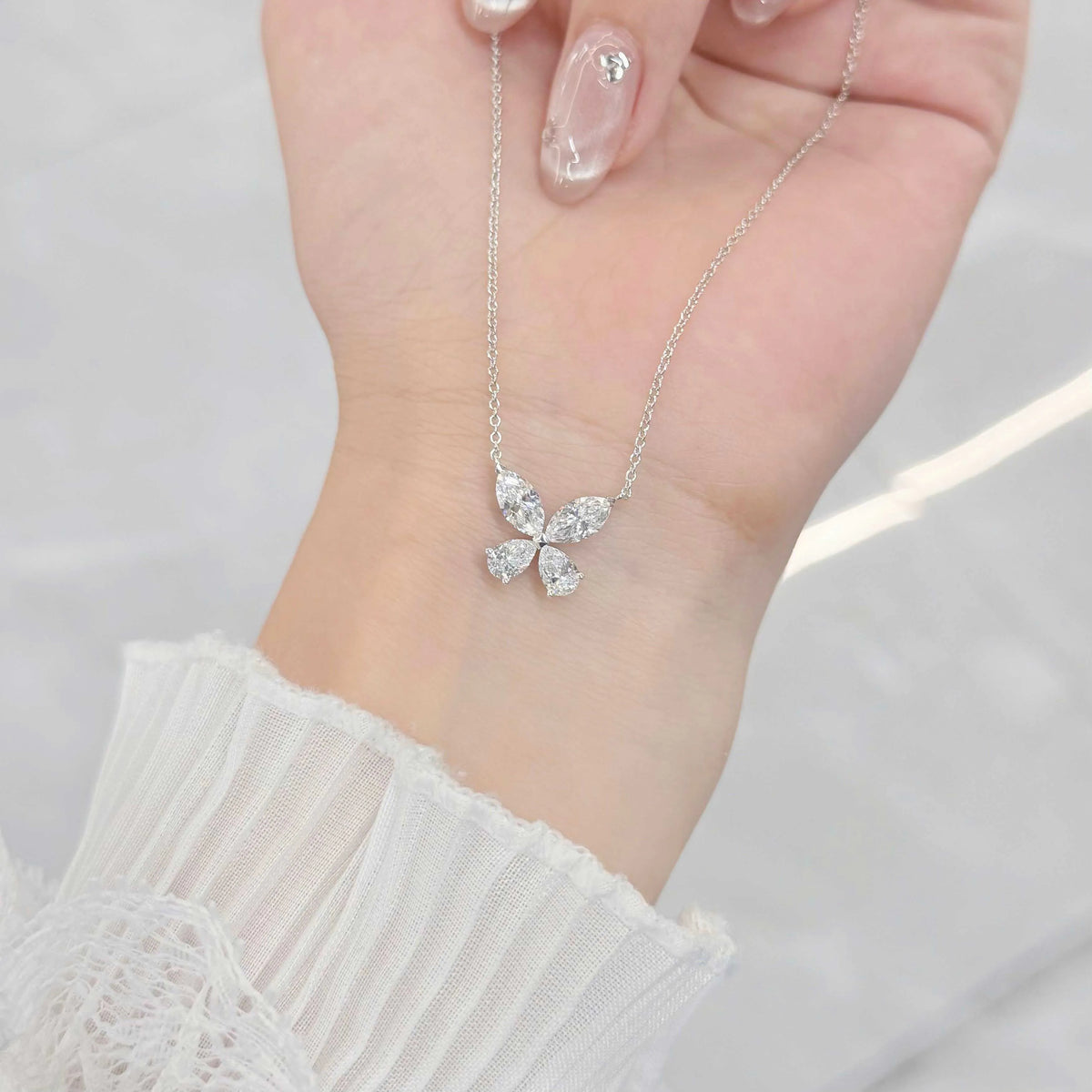 1.72 ctw Butterfly Mixed-Cut Lab-Grown Diamond Necklace in PT950 Platinum – APYN0005-PT