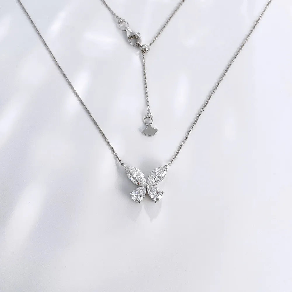 1.7 ctw Butterfly Adjustable Mixed-Cut Lab-Grown Diamond Necklace in 18K White Gold – APYN0005-W