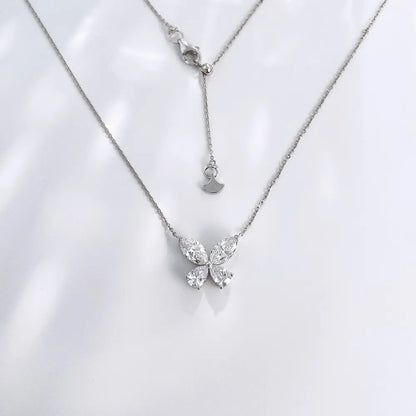 1.7 ctw Butterfly Adjustable Mixed-Cut Lab-Grown Diamond Necklace in 18K White Gold – APYN0005-W