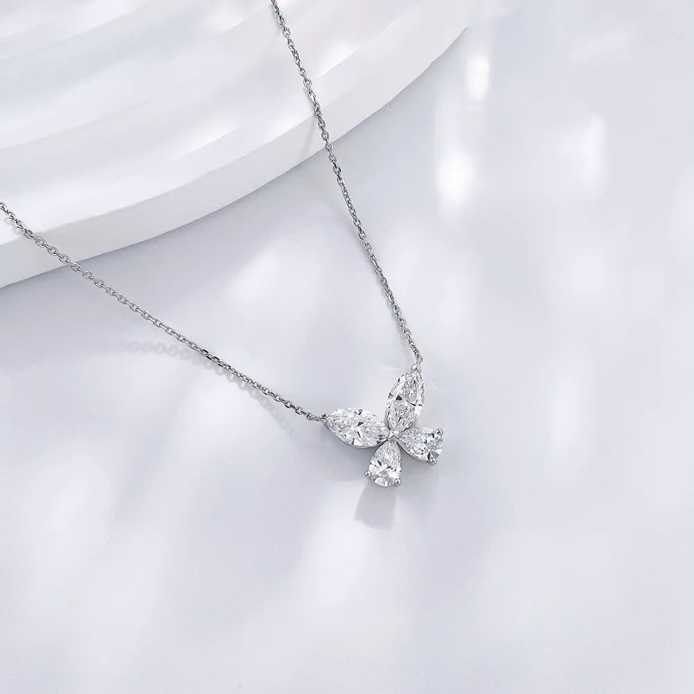 1.7 ctw Butterfly Adjustable Mixed-Cut Lab-Grown Diamond Necklace in 18K White Gold – APYN0005-W
