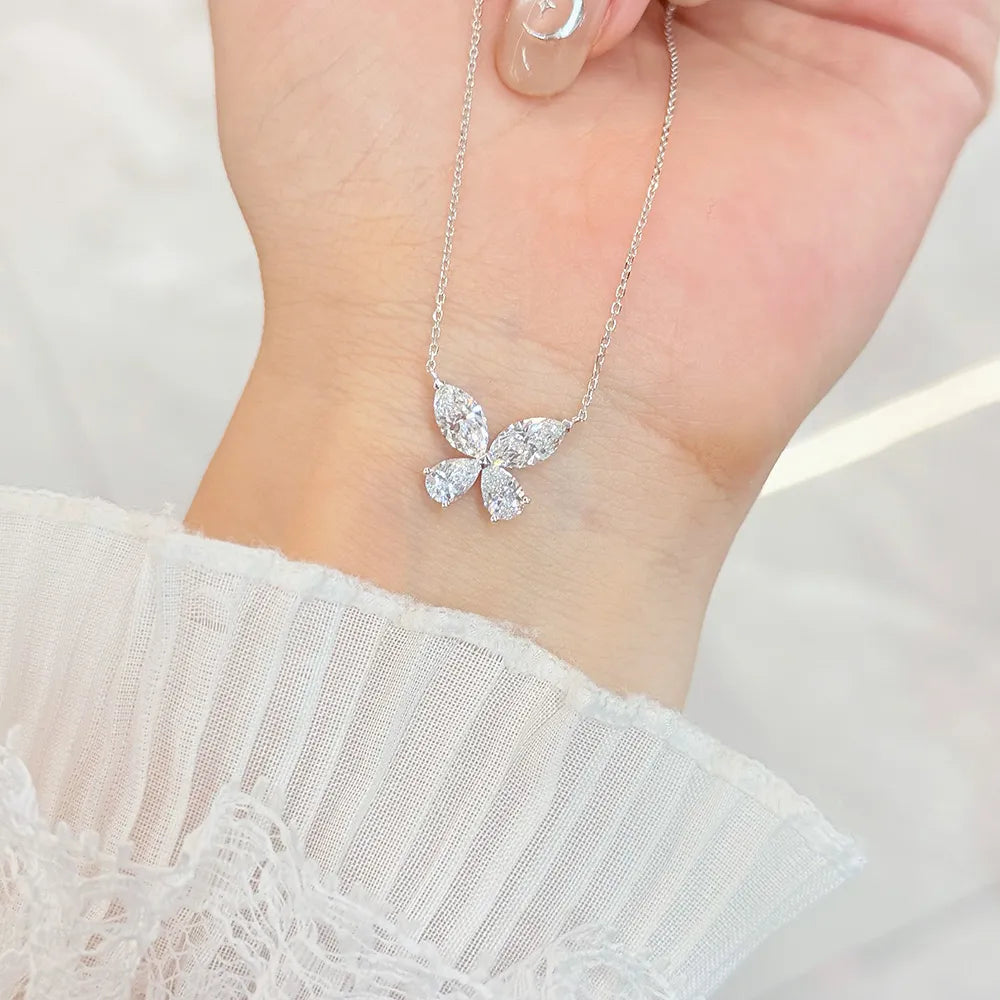 1.7 ctw Butterfly Adjustable Mixed-Cut Lab-Grown Diamond Necklace in 18K White Gold – APYN0005-W