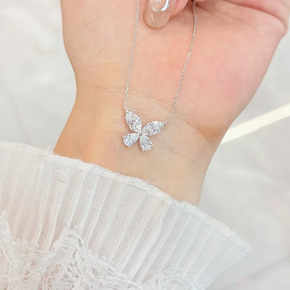1.7 ctw Butterfly Adjustable Mixed-Cut Lab-Grown Diamond Necklace in 18K White Gold – APYN0005-W