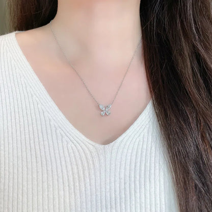1.7 ctw Butterfly Adjustable Mixed-Cut Lab-Grown Diamond Necklace in 18K White Gold – APYN0005-W