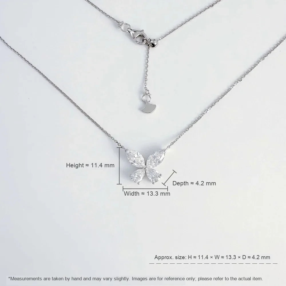 1.7 ctw Butterfly Adjustable Mixed-Cut Lab-Grown Diamond Necklace in 18K White Gold – APYN0005-W