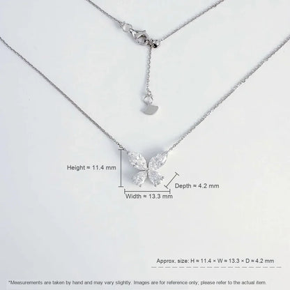 1.7 ctw Butterfly Adjustable Mixed-Cut Lab-Grown Diamond Necklace in 18K White Gold – APYN0005-W