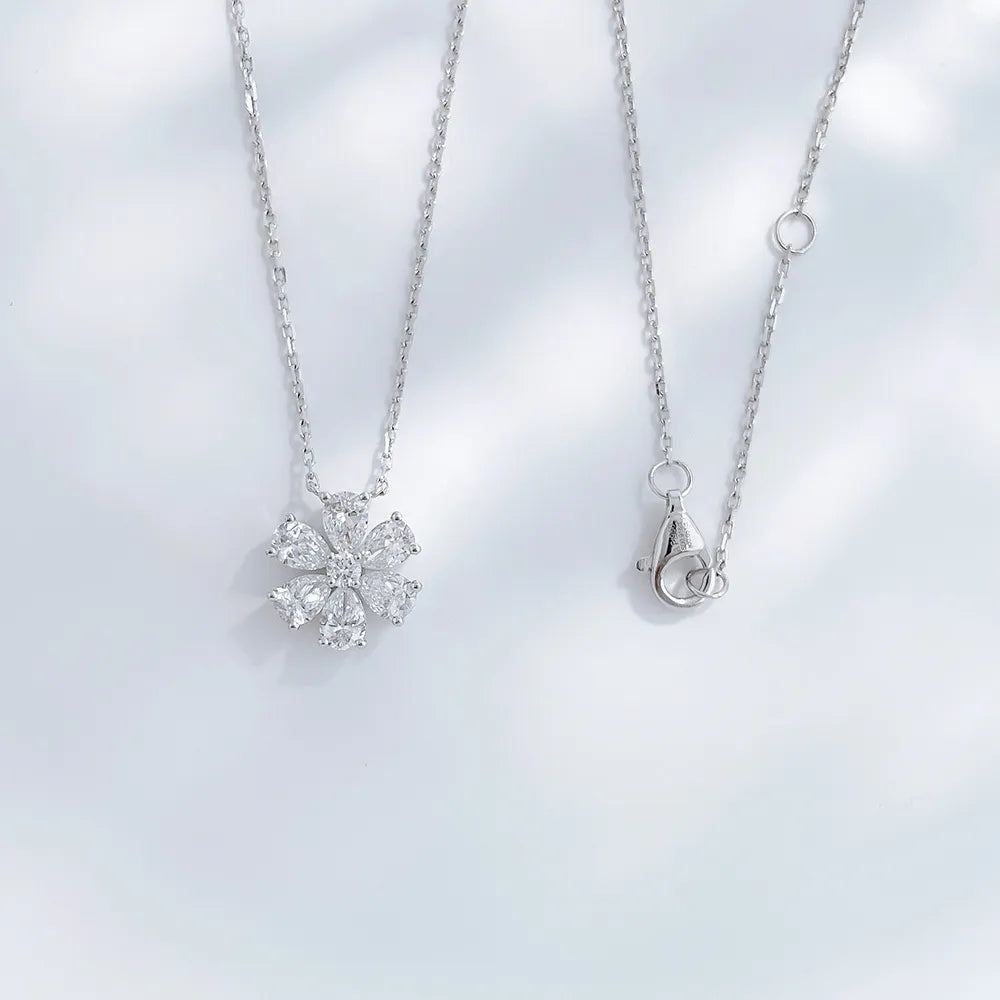 1.01 ctw Floral Mixed-Cut Lab-Grown Diamond Necklace in PT950 Platinum – APYN0006-PT