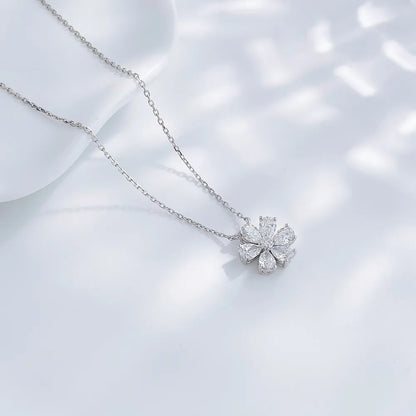 1.01 ctw Floral Mixed-Cut Lab-Grown Diamond Necklace in PT950 Platinum – APYN0006-PT