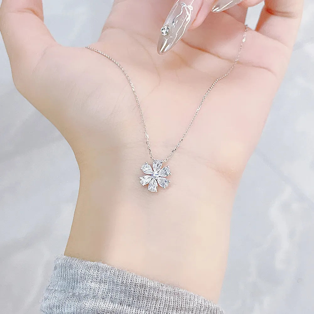 1.01 ctw Floral Mixed-Cut Lab-Grown Diamond Necklace in PT950 Platinum – APYN0006-PT