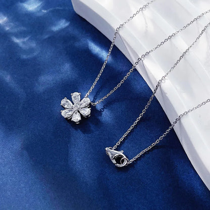 0.97 ctw Floral Round-Cut Lab-Grown Diamond Necklace in 18K White Gold – APYN0006-W