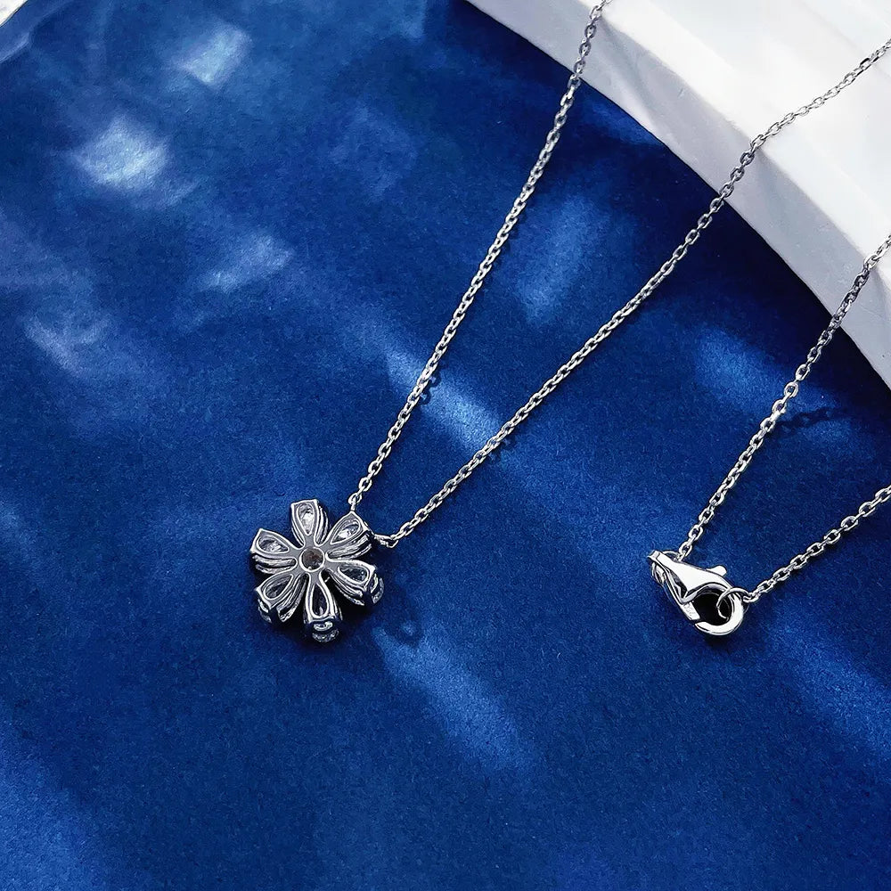0.97 ctw Floral Round-Cut Lab-Grown Diamond Necklace in 18K White Gold – APYN0006-W