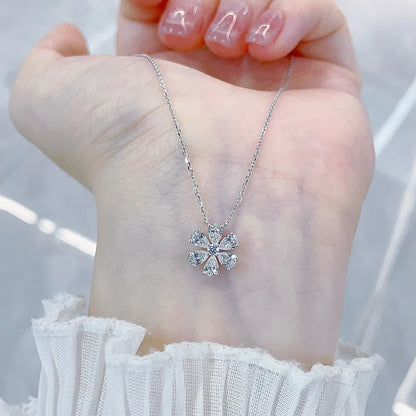 0.97 ctw Floral Round-Cut Lab-Grown Diamond Necklace in 18K White Gold – APYN0006-W