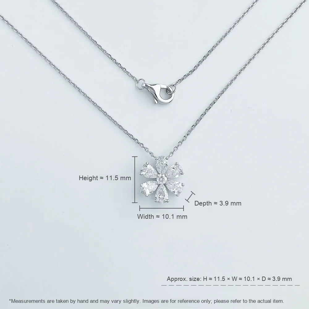 0.97 ctw Floral Round-Cut Lab-Grown Diamond Necklace in 18K White Gold – APYN0006-W