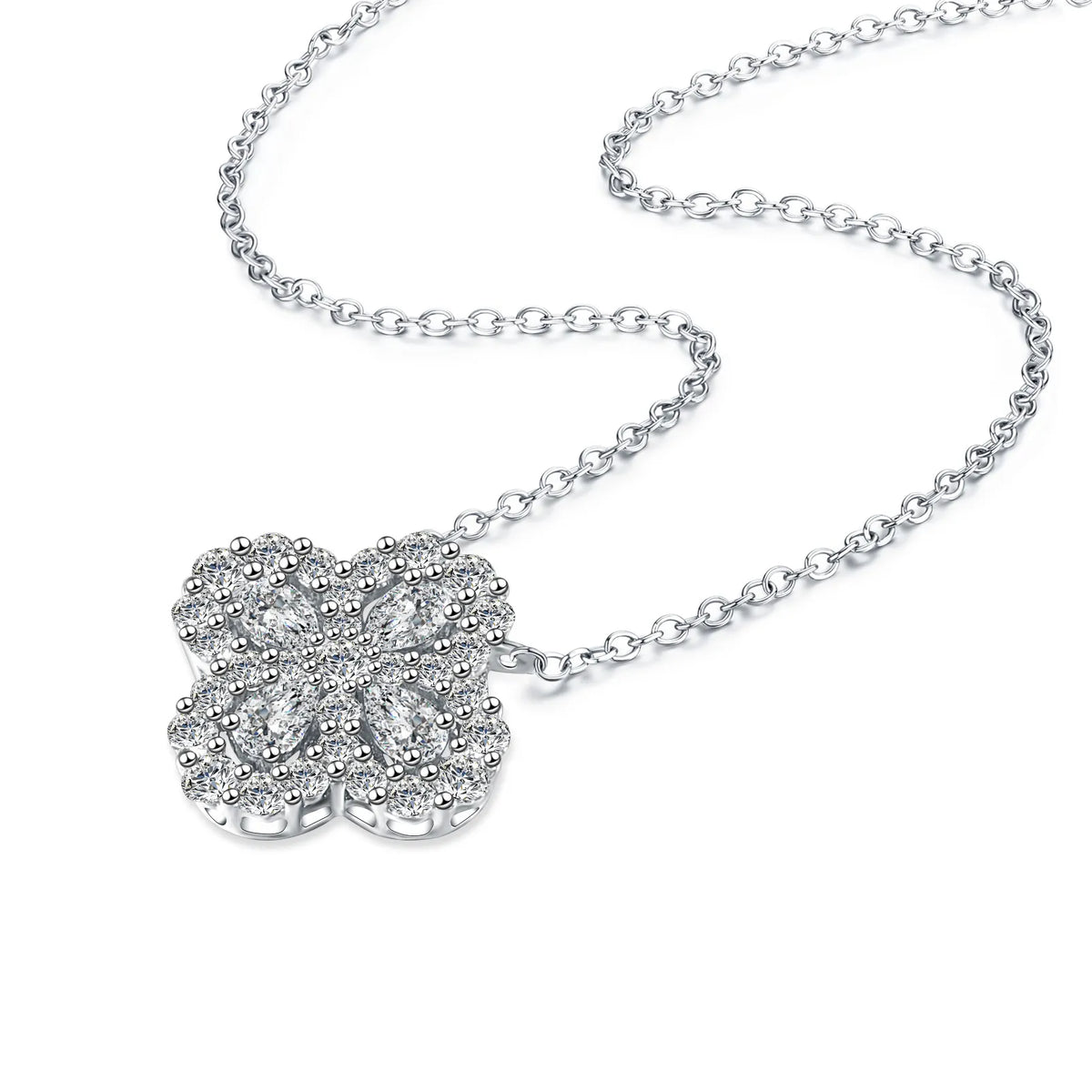 1.17 ctw Four-Leaf Clover Adjustable Mixed-Cut Lab-Grown Diamond Necklace in PT950 Platinum