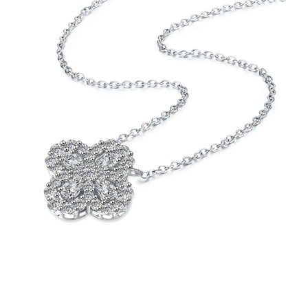 1.17 ctw Four-Leaf Clover Adjustable Mixed-Cut Lab-Grown Diamond Necklace in PT950 Platinum