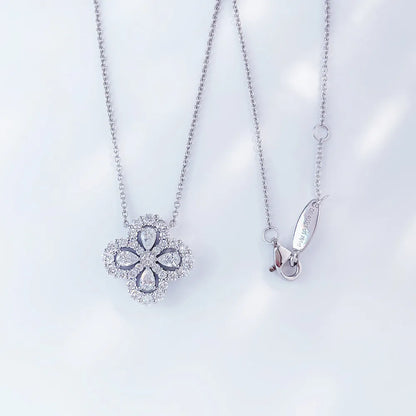 1.17 ctw Four-Leaf Clover Adjustable Mixed-Cut Lab-Grown Diamond Necklace in PT950 Platinum